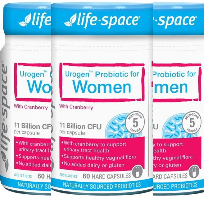 라이프 스페이스 여성용 유산균 유로젠 프로바이오틱 포 우먼 크랜베리 60캡슐 3개, 60정 - 쿠팡