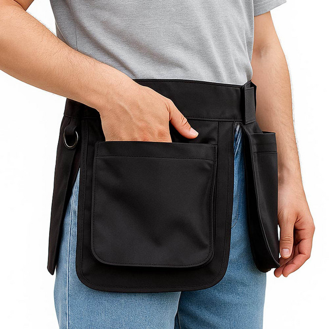 깔끔더하기 포켓 앞치마 작업용 벨트 허리 방수앞치마, 블랙-3, 1개