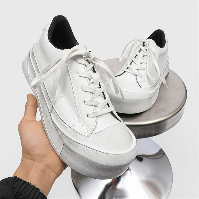 春季厚底增高休閒板鞋 復古英倫翹頭德比男鞋