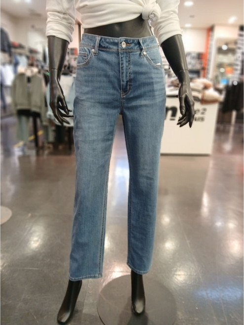 닉스 여름 여자 중청 진청 두가지컬러 쿨라이트 세미와이드 일자 청바지NAMCDS512