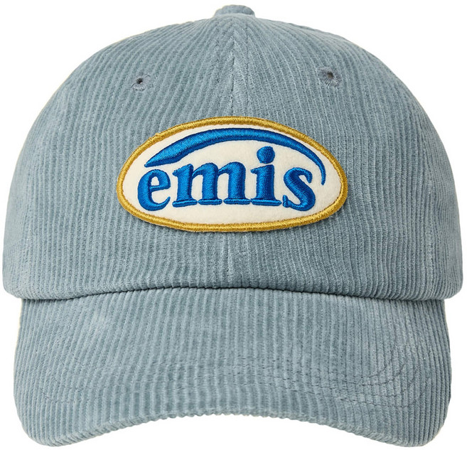 Emis 字母標誌燈芯絨帽 灰藍色