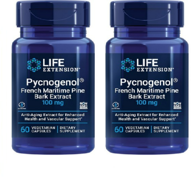 1+1 라이프익스텐션 피크노제놀 프랑스 해송 소나무껍질 추출물 100mg 60베지캡슐, 60정, 2개