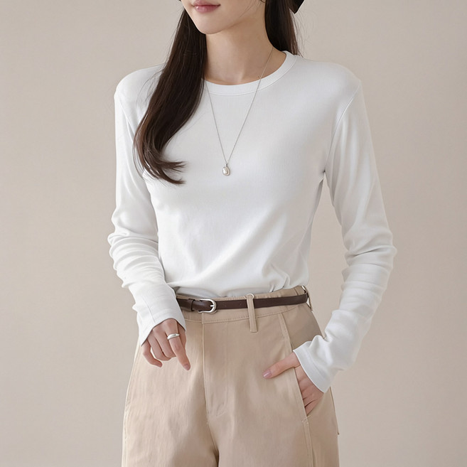 데일리앤 순수 여성 기본 잔골지 면 모달 스판 레이어드 긴팔 티셔츠 봄 가을