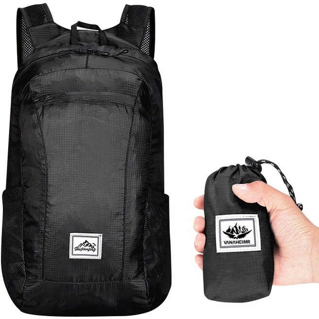 초경량 접이식 포켓 백팩 아웃도어 기능성 등산 가방 방수배낭 20L 엄선라이프, 블랙 - 쿠팡