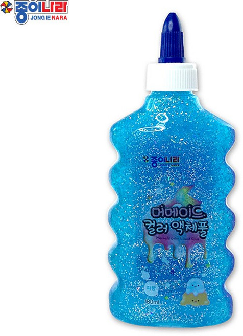 종이나라 머메이드컬러 액체 풀 180ml 반짝반짝, 파랑, 1개