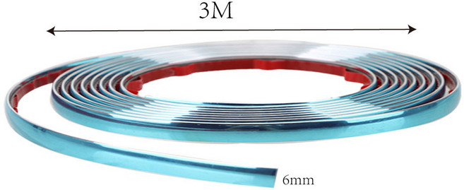 자동차 백미러 범퍼 보호대 테이프 실버 사이드 문짝 크롬 스트립 자기 접착 범용 자동차 스타일링, 6mm x 3m