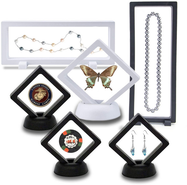 깨지지않는 PE액자 귀중품 압착보관 기념주화 매달 돌반지 상품진열 케이스, 검은색, 1개