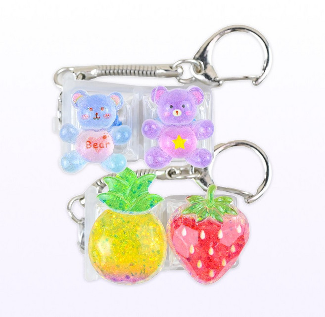 토이토 LED 포인트 2구 키캡 딸깍이 키링 미니어처 키보드 열쇠고리 피젯토이, 1세트, 세트B