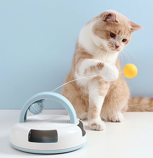 고양이 탁구공 + 깃털 장난감 세트, 옐로우, 1세트