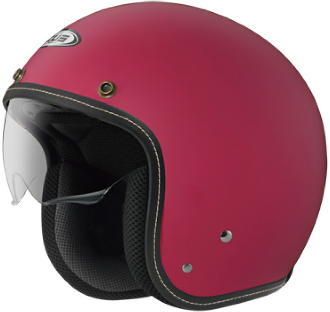 ZEUS ZS 388A 素色復古安全帽：內墨鏡片、吸濕排汗內襯、可拆洗3/4罩, 消光桃紅