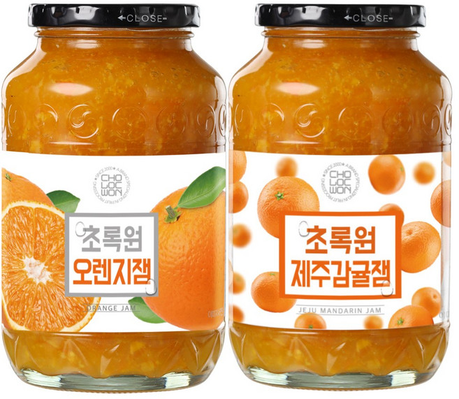 초록원 제주감귤잼 1kg+오렌지잼 1kg, 1kg, 2개