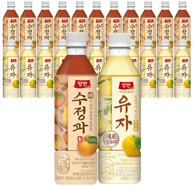 동원 양반 배수정과 500ml + 양반 유자 제로 500ml, 24개