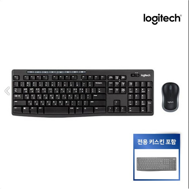 로지텍 키보드 + 마우스 세트, 00 MK270R 키스킨 포함, 블랙, 일반형