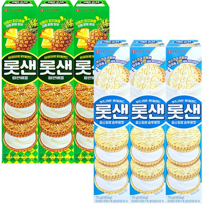 롯데 롯데샌드 105g (파인애플+파스퇴르순우유맛), 3세트, 210g