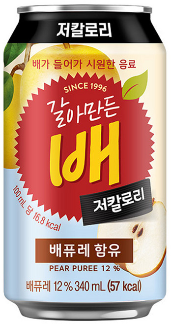 갈아만든배 저칼로리 340ml x 12캔, 12개