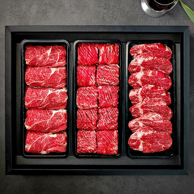 [국제식품]1+등급 한우 냉장 갈비특선1호 2.6kg(불갈비1kg+등심800g+채끝800g), 1세트