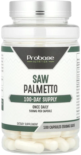 Probase Nutrition Saw Palmetto 500 mg 100 Capsules, Probase Nutrition, Saw Palmett, 1개, 100정 - 쿠팡
