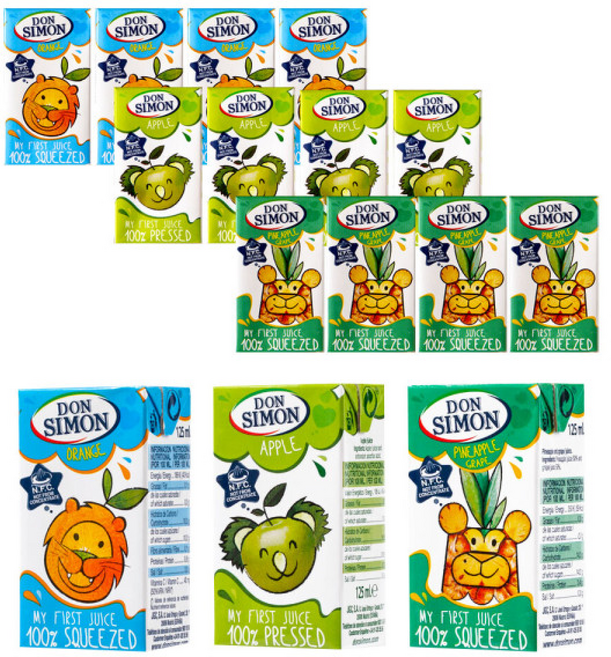 돈시몬 착즙 주스 씩()어린이음료수 스페인산 100% 착즙 주스, 1개, 125ml