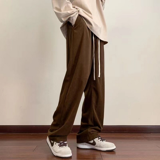 燈芯絨長褲 直筒褲 加絨長褲 休閒長褲 刷毛長褲 寬褲 闊腿褲 高腰褲 運動褲 黑色長褲 長褲男 韓版寬鬆長褲 冬天長褲