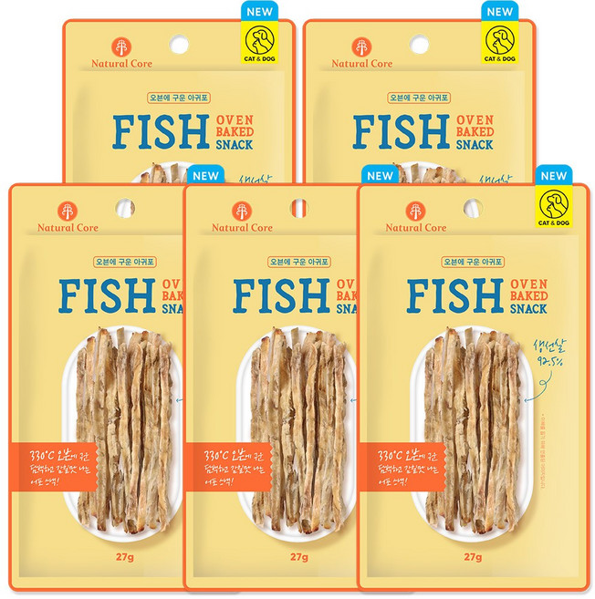 네츄럴코어 오븐에 구운 아귀포 강아지간식, 아귀포 맛, 27g, 5개