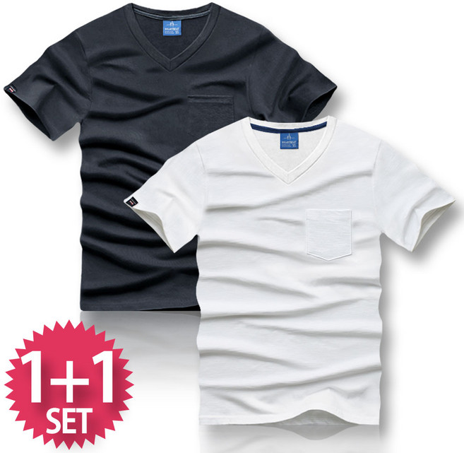 블루포스 메에델 브이넥 반팔티 1+1 세트 [2장 묶음] 티셔츠 [국내생산]