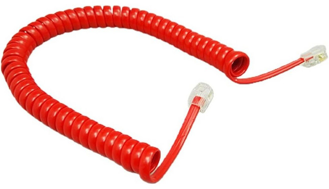 전화 수화기선 스프링선 전화선 꼬임방지기, 1세트, 3m, RJ9 4P4C Red