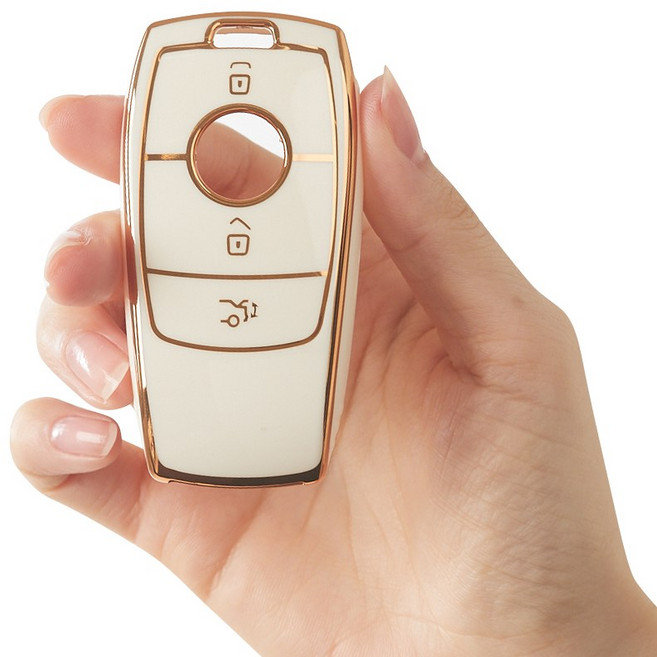 벤츠 키케이스 벤츠 차키케이스 자동차키케이스 벤츠 키홀더 벤츠 키커버 벤츠 호환 스마트키홀더 블루지브라, 벤츠-A타입, 나.골드엣지 / 화이트, 1번(본품)