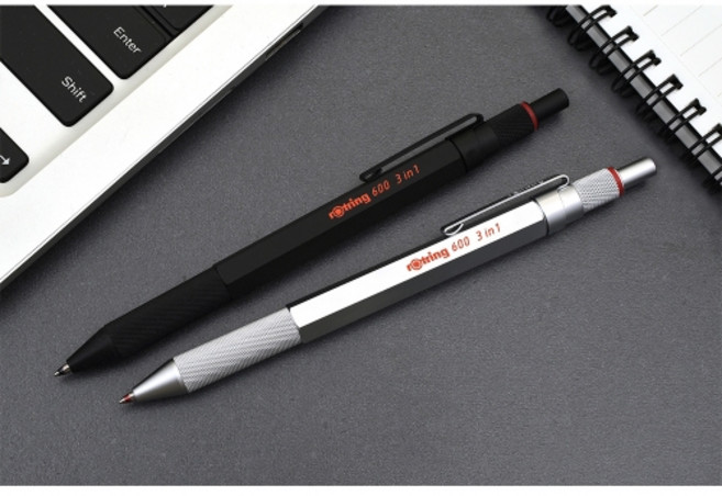 로트링 600 3 in 1 멀티펜 블랙 실버 레이저각인