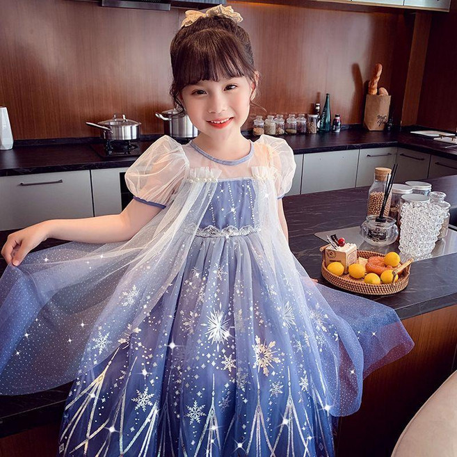 女童冰雪奇緣艾莎公主裙夏裝2025兒童洋氣網紗蓬蓬連衣裙女孩禮服 副廠商品
