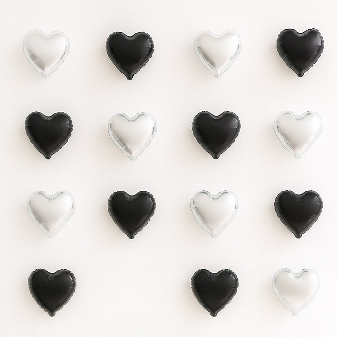 해피제이니 미니하트 20개 파티 생일 은박 호일풍선 파티풍선 세트, 1세트, 블랙 미니하트 하트풍선만