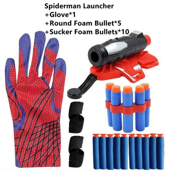 웹슈터 거미줄발사기 영화 스파이더 맨 장난감 발사기 장갑 피터 파커 웹 슈터 총알 팔찌 무기 코스프레 소품 키즈