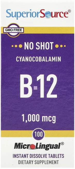 슈페리어쏘스 시아노코발라민 B-12 1000mg 마이크로링구얼 즉각 용해 정제 100개입, 3개, 100정 - 쿠팡