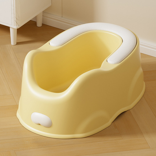 兒童坐便器座便器嬰兒洗屁股神器寶寶洗屁屁盆洗PP盆坐浴盆便盆, 淺黃(EVA軟墊)送粘鉤:如圖