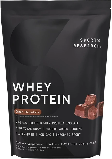 스포츠리서치 WPI 웨이 프로틴 분리 유청 단백질 더치 초콜릿 1.03kg, 1개, 1.026kg - 쿠팡