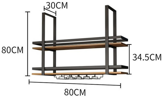 천장형 와인 선반 수납 레스토랑 카페 진열대 주류 랙, 1단, 1. 80x30x80 2단