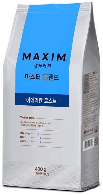 (단종)맥심 마스터 블렌드 아메리칸 로스트400g X 10봉지 4000g 원두커피 자판기원두 커피머신, 홀빈(분쇄안함), 400g, 10개