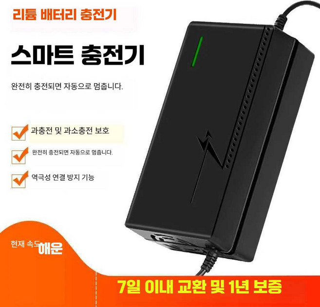 고성능 스쿠터 급속충전기 전동킥보드 48V 커넥터 Y형 리튬이온 제품 30AH, 1개, 상세페이지 참고, 7. 48V 5A (에어로)