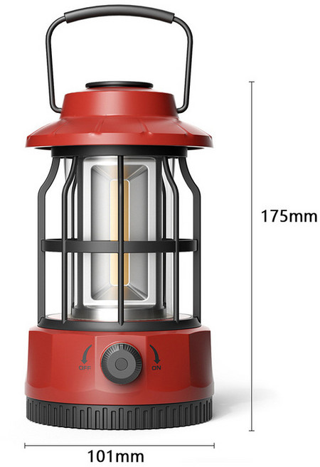 復古充電露營燈 戶外帳篷燈 手提野營燈, L801B紅色 電池款 101*175mm, 1個