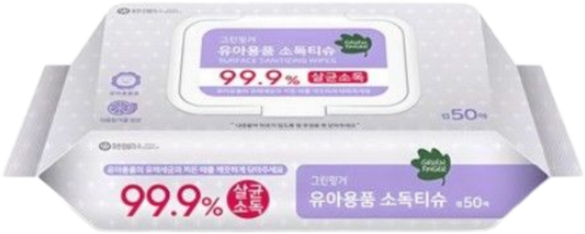그린핑거 유아용품 소독티슈 캡형 50매, 55g, 1개