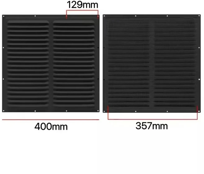 알루미늄 합금 에어 벤트 그릴 히팅 쿨링 플레이트 시스템 커버 스크린 윈도우 사각 배기구, 13 400x400mm Black