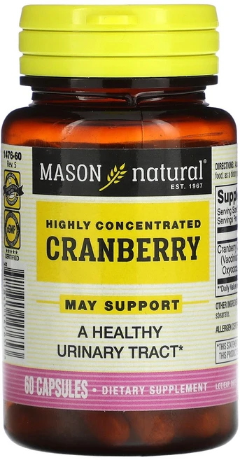 Mason Natural Highly Concentrated Cranberry 60 Capsules (450 mg per Capsule), 1개 - 쿠팡