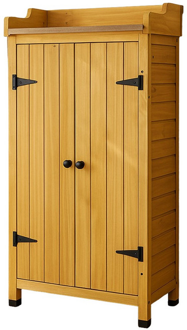 야외 보관함 간이 창고 소형 농기구 보관함 미니 수납장, 내추럴 우드