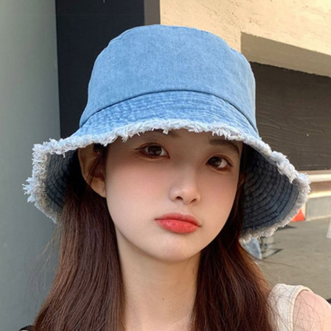 데이즈원 여성 벙거지 모자 학생 데님 챙모자 버킷햇