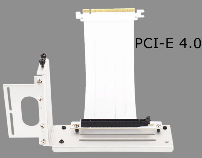 수직 브래킷 GPU 홀더 실버 화이트 PCI-E 16x GTX RTX 그래픽 카드 Gen4 PCIe 3.0 4.0 16X 라이저 연장 케이블 ATX PC 케이스, 02 4.0 White Bracket, 30CM, 1개