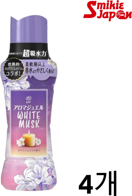 P&G 레노아 아로마쥬얼 화이트머스크 본품 일본직배송 향기관리 도움, 4개, 420ml