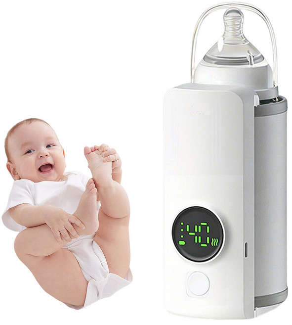 無線充電暖奶器 6000mAh長續航 智能溫控, 米白色, 1個