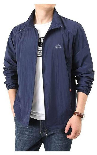 男生 大尺碼 防曬外套 冰絲涼感 防風外套 輕薄透氣 寬鬆 立領 抗UV 戶外 徒步登山 釣魚服 工作遮陽