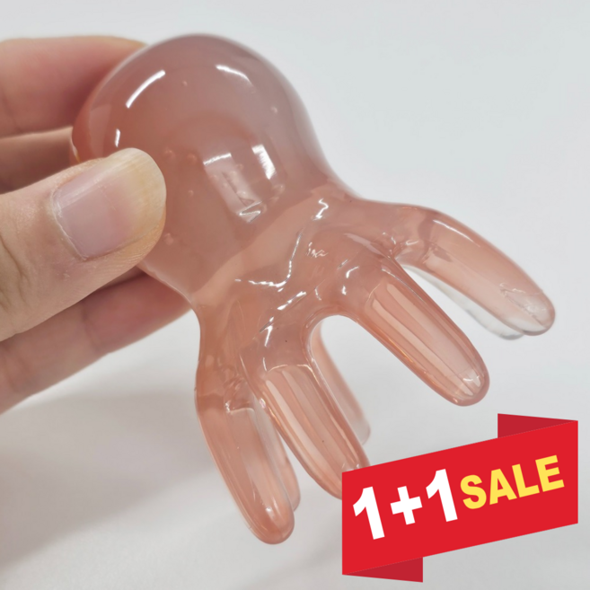 대형 문어 두피 괄사 마사지기 천연소재 1+1, 핑크, 1세트