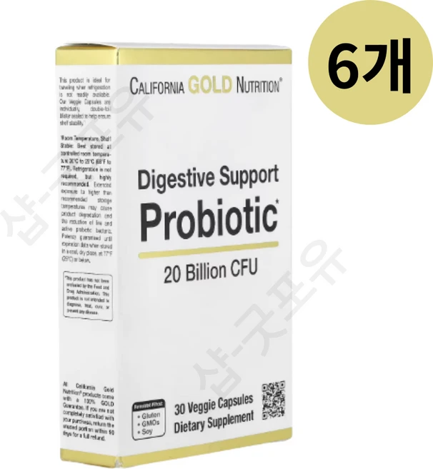 레이크애비뉴뉴트리션 다이제스티브 써포트 프로바이오틱 프리바이오틱 블랜드 200억 CFU 캡슐 30정, 6병 - 쿠팡