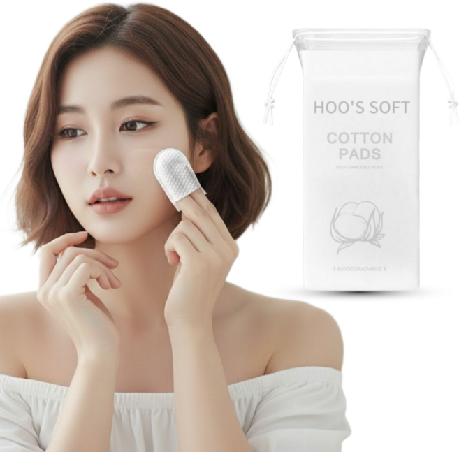 후스소프트 골무형 순면 엠보싱 각질제거 피부 결 정리 닦토 클렌징 손가락 양면 엠보 핑거 화장솜, 1개, 75매입